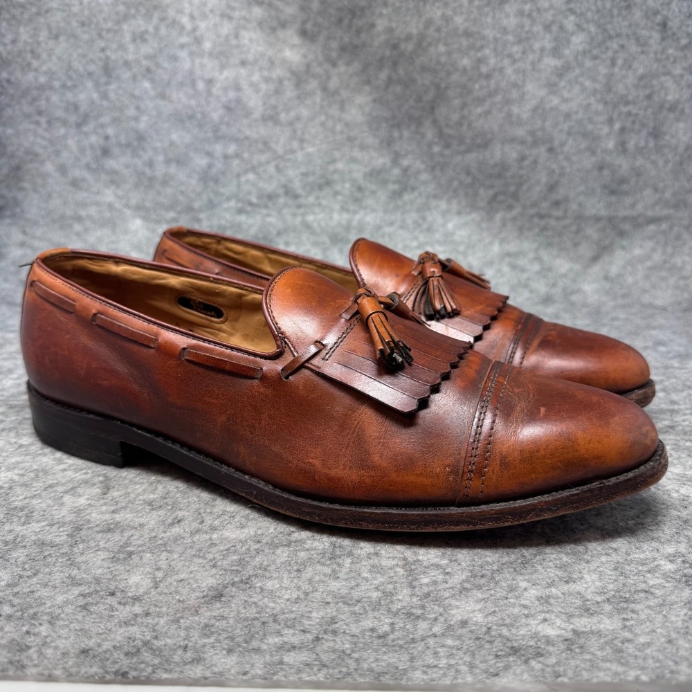 Allen Edmonds Dalton Tan Leather Kiltie Tassel Cap Toe Loafers Mens 12 C 70395